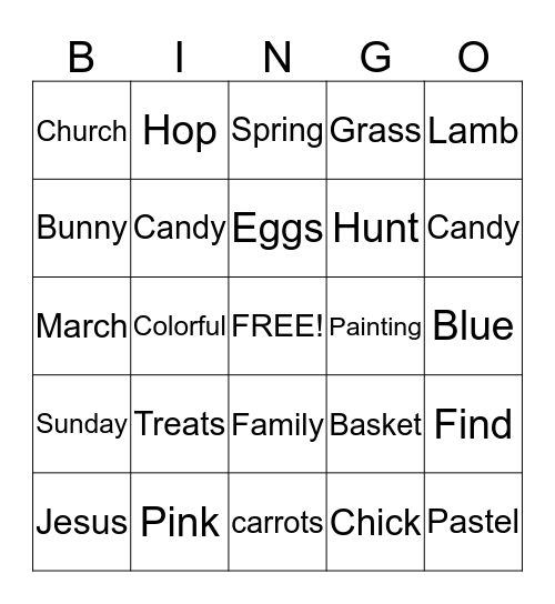 Easter Bingo Card