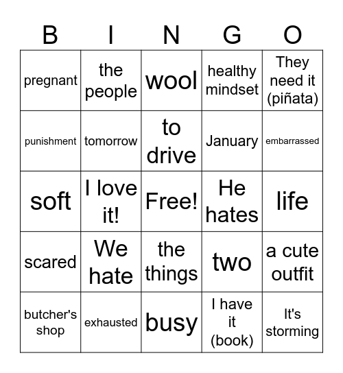 Los Apuntes #1 Bingo Card