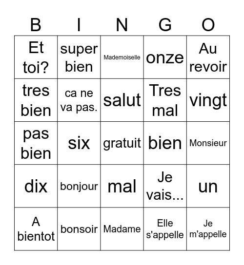 Joseph Gonzales Bingo Card