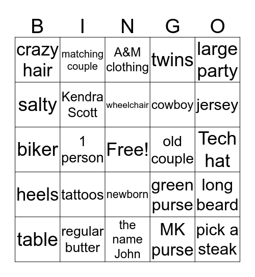 TRH Bingo Card