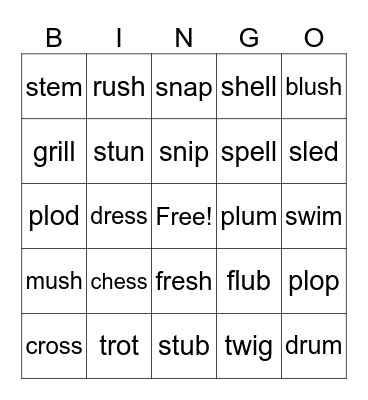 Phonics Friday Bingo Card