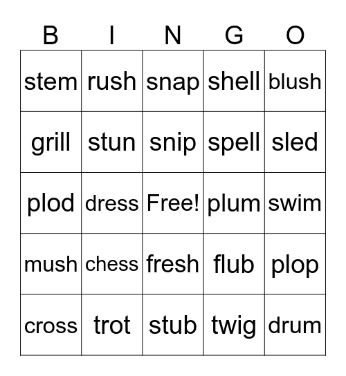 Phonics Friday Bingo Card