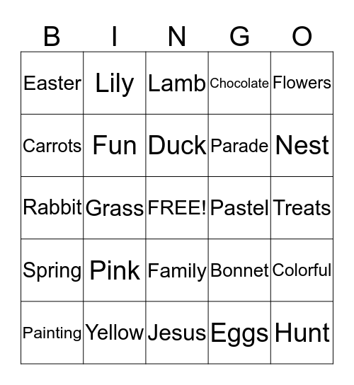 Easter Bingo Card