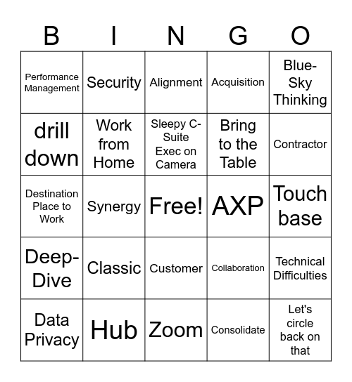 All Hands Bingo Card