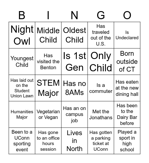 UNIV 1800 SEC 093 BINGO Card