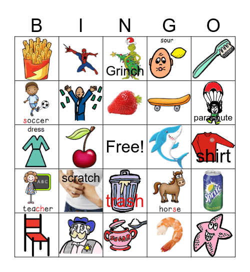 R CH SH S Bingo Card