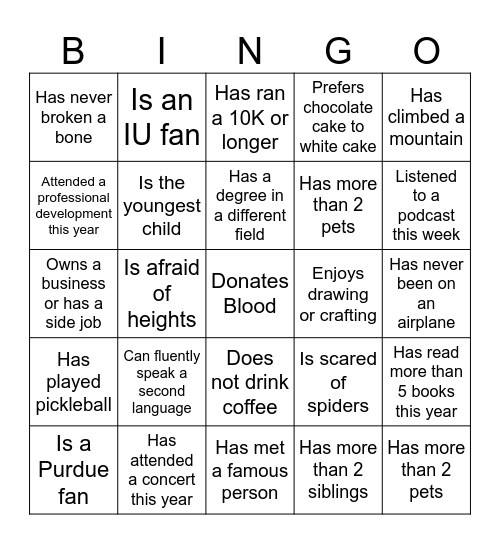 Find Someone Who... Bingo Card