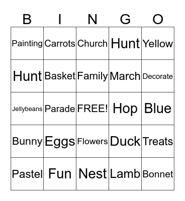 Easter Bingo Card