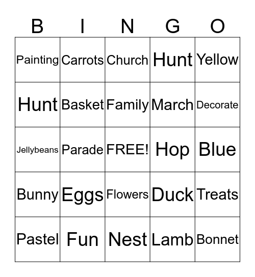Easter Bingo Card
