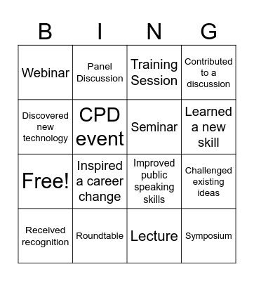 Regional Engagement Bingo Card