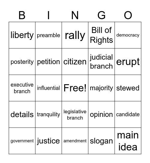 Democracy Bingo Card