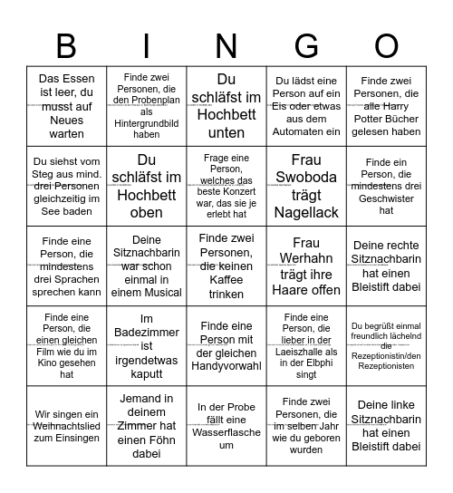 MCHH Probenwochenende Bingo Card