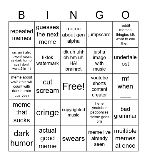 memes that if ylyl bingo Card