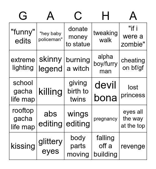 Gacha Life Bingo Card