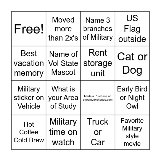 Ice Breaker Bingo Card