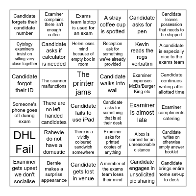 Autumn 2024 Exams Bingo Card