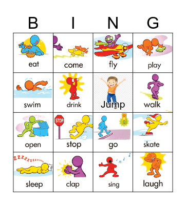 Action Verbs Bingo Card