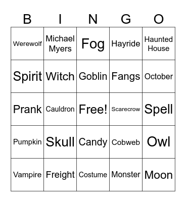 Halloween Bingo Card