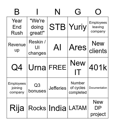 Mini All Hands Bingo 9/19 Bingo Card