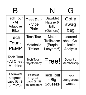 Upgrade Labs - Grand Opening Bingo! Bingo Card