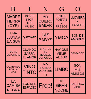 BINGO MUSICAL FALLA RAHAL Bingo Card