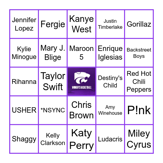 Highest Selling Artists of The 2000s Bingo Card