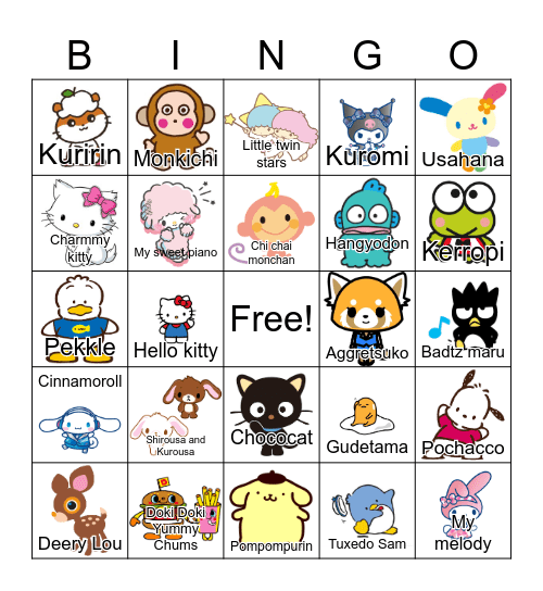 Sanrio Bingo Card