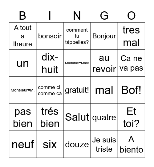 Daniel Sosa Bingo Card