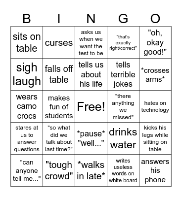 Chip Bingo Card