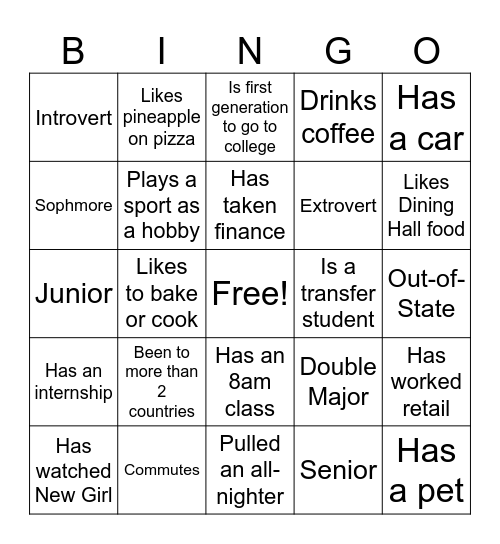 TEAM 11 ICE-BREAKER Bingo Card