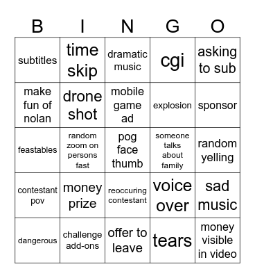 mrbeats Bingo Card