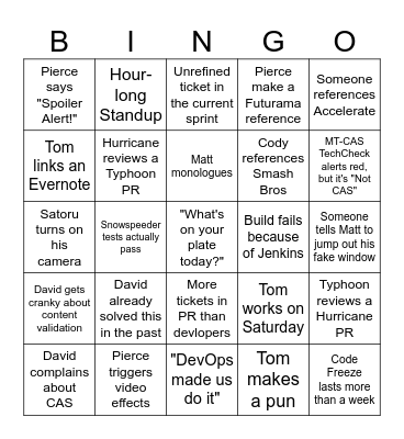 Typhoon Bingo! Bingo Card