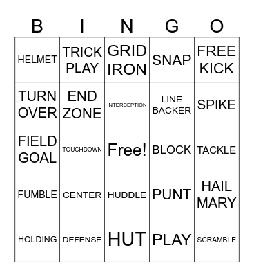 Football Bingo Card