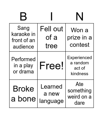 Ten Strands Bingo Card