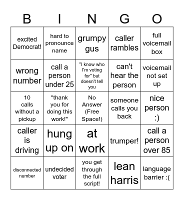 NV Dems Persuasion Phonebank Bingo! Bingo Card