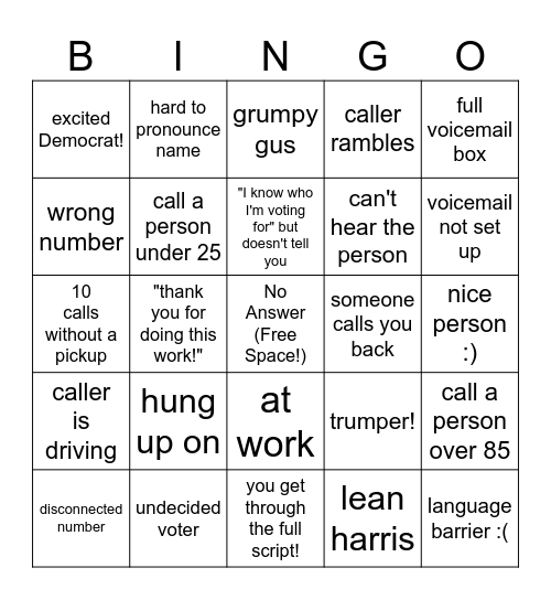 NV Dems Persuasion Phonebank Bingo! Bingo Card