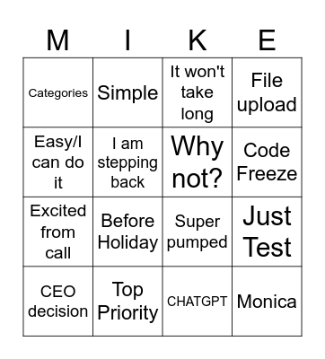 Morecommerce Call Log Bingo Card