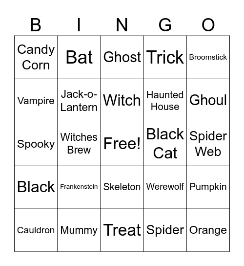 Halloween Bingo Card