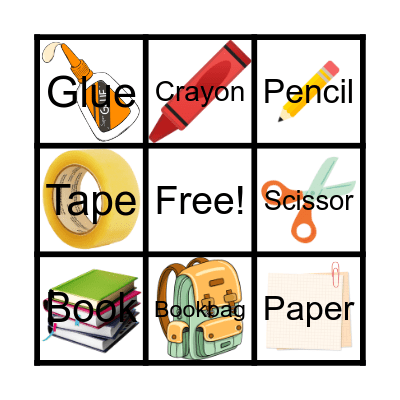 School Tools BINGO Card