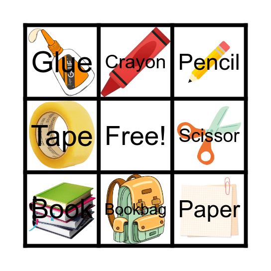 School Tools BINGO Card