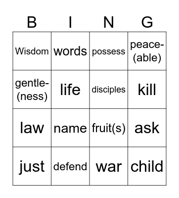 25 Sunday in OT year B Bingo Card