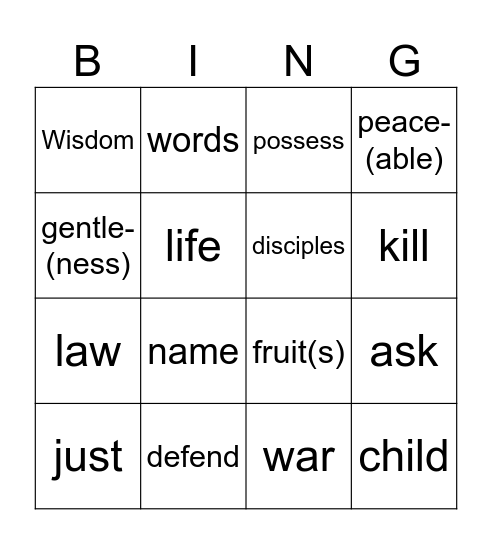 25 Sunday in OT year B Bingo Card