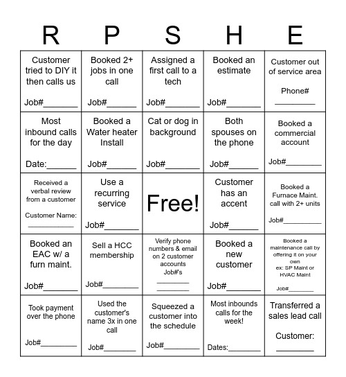 RAVINIA BINGO Card