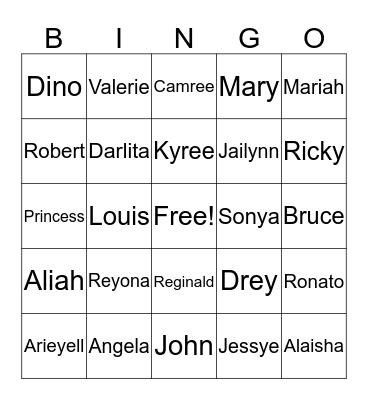 Family Bingo  Bingo Card