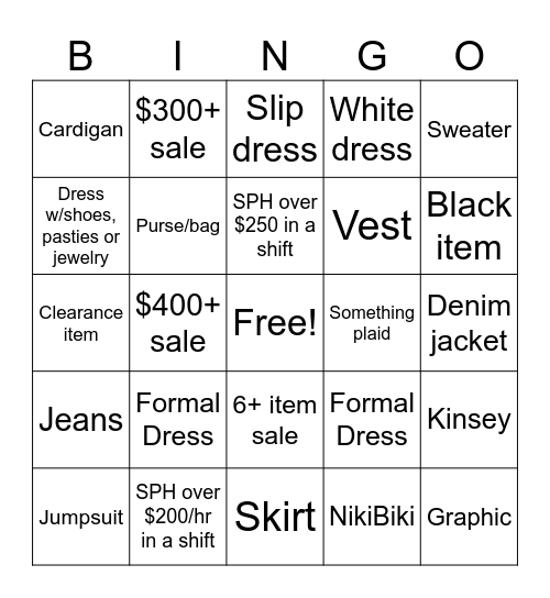 Weekend BINGO! Bingo Card