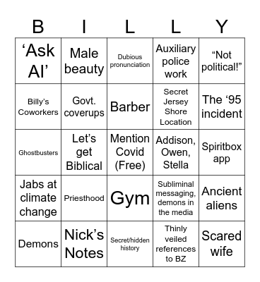 Say what again Billy? Bingo Card