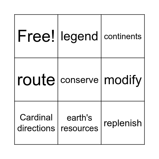 Vocabulary Review BINGO Card