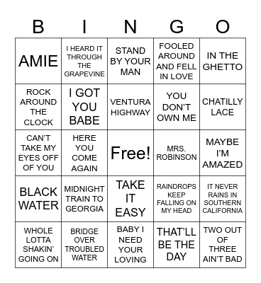 MUSIC BINGO Card