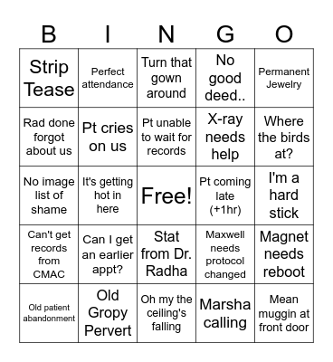 MRI Bingo Card