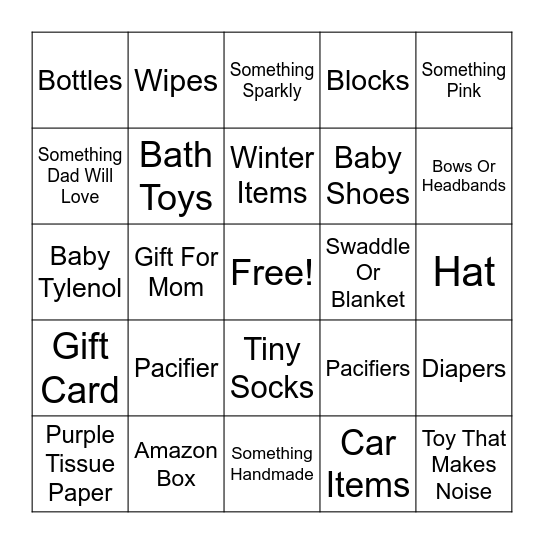 Gift Bingo Card